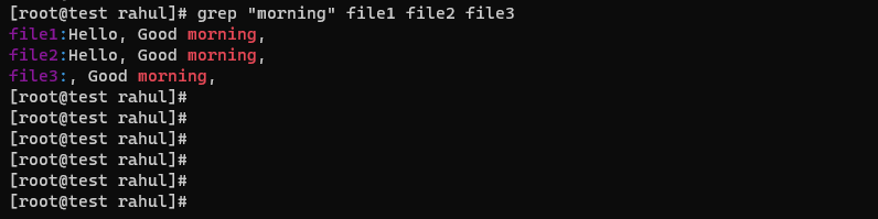 grep "keyword" file1 file2 file3