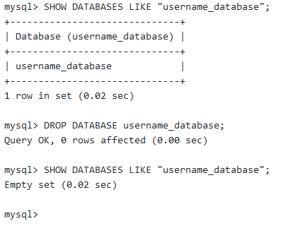 DROP DATABASE test_db;