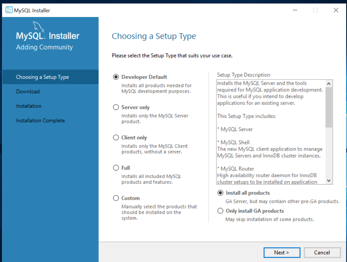 Install MySQL on Windows 10 Pro 64-bit