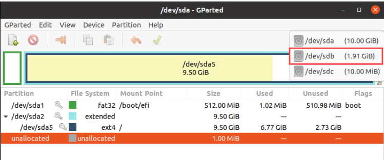 Format USB Using the GParted Tool 